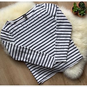 J.CREW • Embellished Striped Boatneck Tee